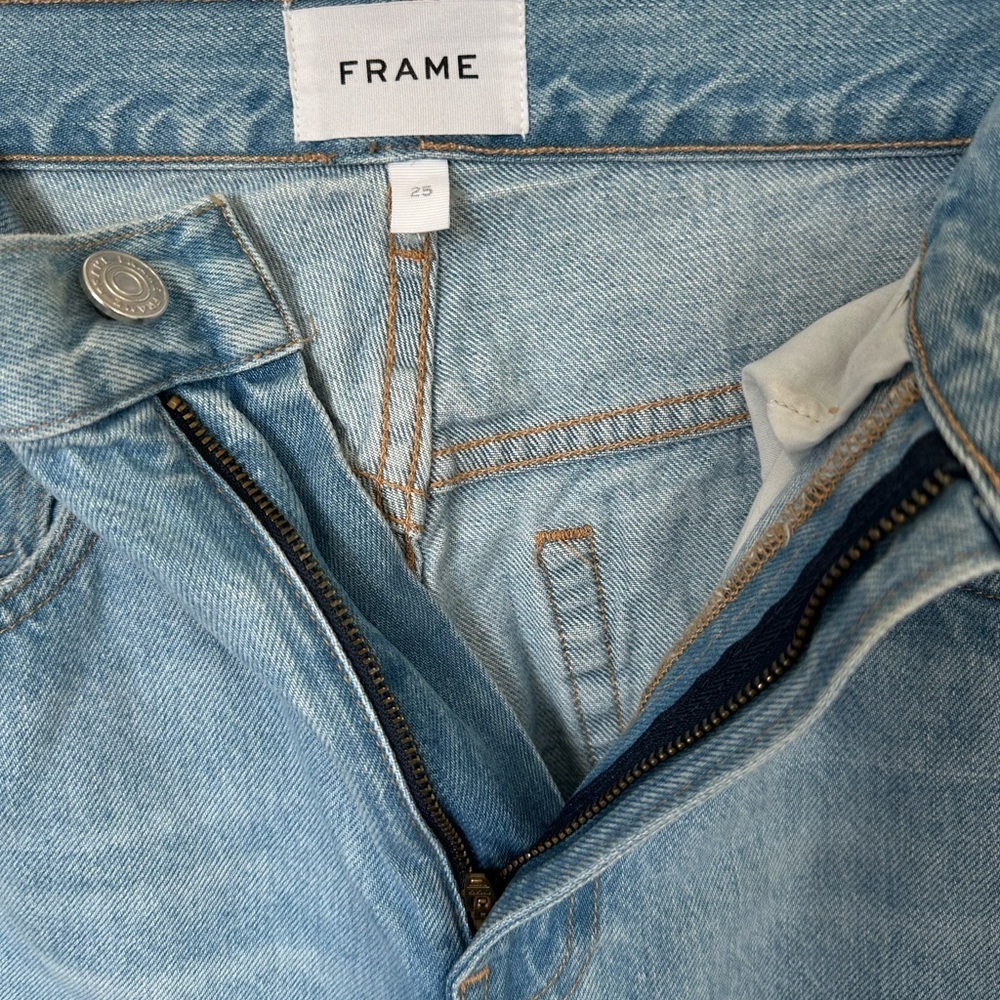 Frame Denim Light Blue Jeans with Silver Button 100%cotton - Picture 4 of 15